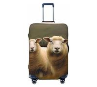 CSGJMYGS Due pecore bianche Copripagagli per valigie Lavabile Valigie Copertura alla moda Elasticizzata Protezione antigraffio per bagagli Adatto per bagagli da 45-81 cm S, Nero, S