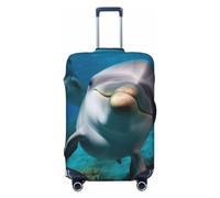 CSGJMYGS Funny Dolphin Looking at You Copertura per bagagli per valigia, lavabile, alla moda, elasticizzata, antigraffio, adatta per bagagli da 45-81 cm, grande, nero, L