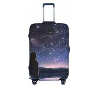 CSGJMYGS Girl looking at stars Copertura per bagagli per valigie lavabile, alla moda, elasticizzata, antigraffio, adatta per bagagli da 45-81 cm, taglia M, colore: nero, M