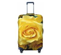 CSGJMYGS Graziosa copertura per bagagli con rosa gialla per valigie, lavabile, alla moda, elasticizzata, antigraffio, adatta per bagagli da 45-81 cm (45-81 cm), nero, M