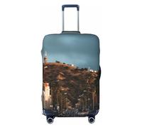 CSGJMYGS Hollywood California - Copribagagli per valigie, lavabile, alla moda, elasticizzato, antigraffio, adatto per bagagli da 45-81 cm, grande, nero, L