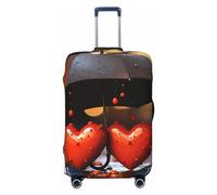 CSGJMYGS Love Hearts con ombrello, copertura per valigia, lavabile, alla moda, elasticizzata, antigraffio, adatta per bagagli da 45-81 cm, grande, nero, L