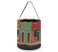CSGJMYGS Secchi per dolcetto o scherzetto di Halloween Edifici vicino all'acqua Secchio di caramelle riutilizzabile Halloween Bakset Tote Bag per bambini Forniture per feste Bomboniere Conservazione