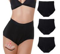CSGTUO Mutande Assorbenti Donna Vita Alta Slip Cotone,Biancheria Intima Lavabile per Incontinenza Urinaria Femminile,Mutande Mestruali Assorbenti,con 4 Strati Anti Perdite Lavabili,XL,3 PCS