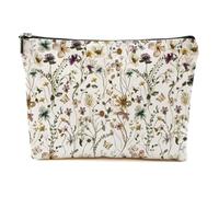 CSHVJ Borsa per il trucco con fiori da giardino retrò floreale botanico borsa cosmetica regalo dell'amicizia per le donne estetica con cerniera sacchetto, Multicolore 045, 9.62 * 7.42 Inches