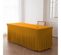 CSHWXY 2 o 4 o 6 pezzi opzionali, tovaglia elasticizzata da 6 piedi per hotel, banchetti, matrimoni, feste, in spandex, con gonna plissettata da 1,8 m, dimensioni rettangolari, giallo dorato, 4 pezzi