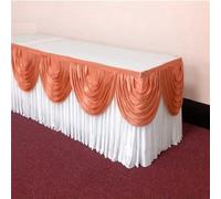 CSHWXY Gonna da tavolo in seta ghiacciata argentata da 10 piedi, con drappeggio superiore, per banchetti, matrimoni, eventi, feste, decorazione, bianco e arancione, 17 piedi, 5,1 m di lunghezza.