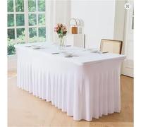 CSHWXY o 4 o 6 pezzi opzionali, tovaglia elasticizzata da 6 piedi per hotel, banchetti, matrimoni, feste, in spandex, con gonna plissettata da 1,8 m, dimensioni rettangolari, bianca, 2 pezzi