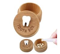 Csirnto Scatola dentata per denti da latte in legno, per denti da latte, per bambini, per denti da latte