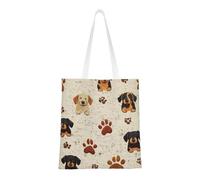 CSIVKEJ Borsa a tracolla in tela da donna, casual, riutilizzabile, multiuso, borsa per la spesa, Bassotto Carino 5, Taglia unica
