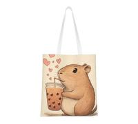 CSIVKEJ Borsa a tracolla in tela da donna, casual, riutilizzabile, multiuso, borsa per la spesa, Bere Capybara 3, 38cmx40.6cm