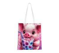 CSIVKEJ Borsa a tracolla in tela da donna, casual, riutilizzabile, multiuso, borsa per la spesa, Carino maiale 5, 38cmx40.6cm