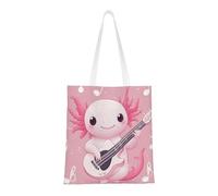 CSIVKEJ Borsa a tracolla in tela da donna, casual, riutilizzabile, multiuso, borsa per la spesa, Chitarra Axolotl Rosa 12, 38cmx40.6cm