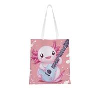CSIVKEJ Borsa a tracolla in tela da donna, casual, riutilizzabile, multiuso, borsa per la spesa, Chitarra Axolotl Rosa 11, 38cmx40.6cm
