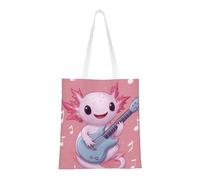 CSIVKEJ Borsa a tracolla in tela da donna, casual, riutilizzabile, multiuso, borsa per la spesa, Chitarra Axolotl Rosa 13, 38cmx40.6cm