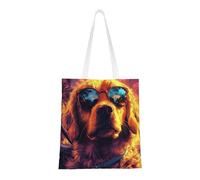 CSIVKEJ Borsa a tracolla in tela da donna, casual, riutilizzabile, multiuso, borsa per la spesa, Golden Retriever 3, 38cmx40.6cm