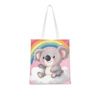 CSIVKEJ Borsa a tracolla in tela da donna, casual, riutilizzabile, multiuso, borsa per la spesa, Koala e Arcobaleni 8, 38cmx40.6cm