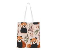 CSIVKEJ Borsa a tracolla in tela da donna, casual, riutilizzabile, multiuso, borsa per la spesa, Panda rosso carino 15, Taglia unica