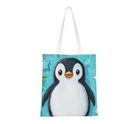 CSIVKEJ Borsa a tracolla in tela da donna, casual, riutilizzabile, multiuso, borsa per la spesa, Pinguino carino 6, Taglia unica