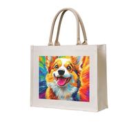 CSIVKEJ Borsa tote in tela riutilizzabile multiuso borsa della spesa shopping viaggi palestra borse, Carino Corgi Cane 3, Taglia unica