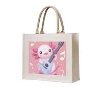 CSIVKEJ Borsa tote in tela riutilizzabile multiuso borsa della spesa shopping viaggi palestra borse, Chitarra Axolotl Rosa 8, Taglia unica