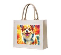 CSIVKEJ Borsa tote in tela riutilizzabile multiuso borsa della spesa shopping viaggi palestra borse, Carino Corgi Cane 2, Taglia unica
