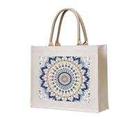 CSIVKEJ Borsa tote in tela riutilizzabile multiuso borsa della spesa shopping viaggi palestra borse, Mandala Fiore 1, Taglia unica