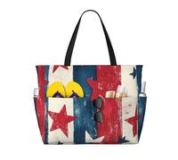 CSIVKEJ Borse da spiaggia da donna, borsa da spiaggia impermeabile con cerniera, borsa da piscina per viaggi e vacanze, Stelle Rosse Blu 3, 45x38x17 cm