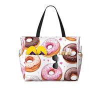 CSIVKEJ Borse da spiaggia per le donne, borse di totalizzatore impermeabili della spiaggia con la cerniera, borsa della piscina di nuoto per le vacanze di viaggio, Ciambelle Dolci Deliziose 13, Taglia
