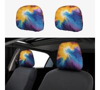 CSIVKEJ Colorato Tie Dye Stampa Poggiatesta Auto 2 Pezzi Auto Poggiatesta Protector Fit Most Veicoli Auto Interior Accessori
