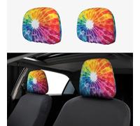 CSIVKEJ Colorato Tie Dye Stampa Poggiatesta Auto 2 Pezzi Auto Poggiatesta Protector Fit Most Veicoli Auto Interior Accessori