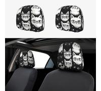 CSIVKEJ Cute Cats Stampa Poggiatesta Auto 2 Pezzi Auto Poggiatesta Protector Fit Most Veicoli Auto Interior Accessori