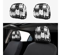 CSIVKEJ Cute Cats Stampa Poggiatesta Auto 2 Pezzi Auto Poggiatesta Protector Fit Most Veicoli Auto Interior Accessori