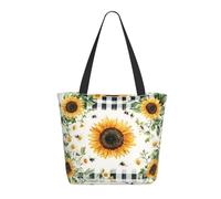 CSIVKEJ Grande borsa tote per le donne borsa da spiaggia portatile riutilizzabile shopping borse della spesa, Girasole Floreale 12, Taglia unica