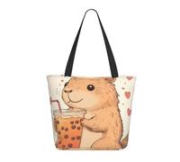 CSIVKEJ Grande borsa tote per le donne borsa da spiaggia portatile riutilizzabile shopping borse della spesa, Bere Capybara 14, Taglia unica