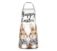 CSIVKEJ Grembiule per donne e uomini con tasca da cucina grembiule da chef per cucinare cottura giardino, Coniglietto di Pasqua felice 10, 52 X 72 cm