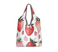 CSIVKEJ Le borse della spesa riutilizzabili rosa della stampa della fragola con le maniglie leggere si piegano in una piccola progettazione lavabile del sacchetto