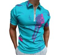 CSIVKEJ Polo da uomo, a maniche corte, slim fit, polo da golf, camicia casual atletica per tutti i giorni, ufficio e attività all'aperto, Squalo azzurro cielo, 4XL