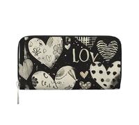 CSIVKEJ Portafogli Zip PU Pelle Stile Lungo Frizione Fermasoldi con Slot per Carte, Cuore di amore di San Valentino 14, Taglia unica, Contemporaneo
