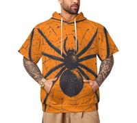 CSIVKEJ Pullover casual con cappuccio a maniche corte da uomo con stampa Halloween, Halloween-3, M