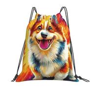 CSIVKEJ Sacca con coulisse, per palestra, sport, viaggi, lavoro, yoga, unisex, da adulto, Carino Corgi Cane 16, 36x43cm