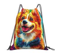 CSIVKEJ Sacca con coulisse, per palestra, sport, viaggi, lavoro, yoga, unisex, da adulto, Carino Corgi Cane 18, 36x43cm