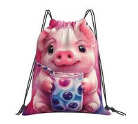 CSIVKEJ Sacca con coulisse, per palestra, sport, viaggi, lavoro, yoga, unisex, da adulto, Carino maiale 15, 36x43cm