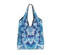 CSIVKEJ Sacchetti della spesa riutilizzabili con manici leggeri si ripiega in un piccolo sacchetto design lavabile, Mandala Blu 1, Taglia unica