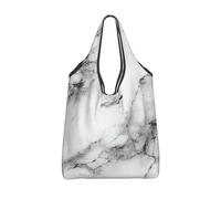 CSIVKEJ Sacchetti della spesa riutilizzabili con manici leggeri si ripiega in un piccolo sacchetto design lavabile, Marmo Bianco e Grigio 4, Taglia unica
