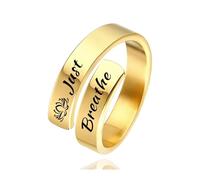 CSIYANJRY99 Faith over Fear/Just Breathe anelli da donna in acciaio inox color oro argento con mantra ispiratore, dichiarazione aperta di laurea, cocktail party, Metallo, Nessuna pietra preziosa