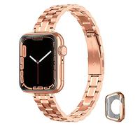 CSJCUBIC Cinturino compatibile con Apple Watch Cinturino 9 8 7 6 5 4 3 2 1 Serie SE per le donne, cinturino di ricambio sottile e in acciaio inox per iWatch 38mm 40mm 41mm Apple Watch band, Oro rosa