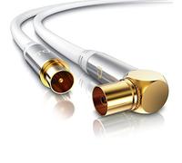 CSL - Cavo antenna ad angolo - Cavo coassiale da 1 m - Frizione coassiale da 90° a spina coassiale dritto - HDTV 75 Ohm - adatto per TV HDTV Radio DVB-T2 DVB-S DVB-S2 - Connettore angolare - bianco