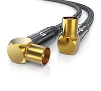 CSL - Cavo antenna HDTV da 1 m con intreccio 8K 4K HDTV, spina antenna (angolo) su accoppiamento antenna (angolo), 135 dB, 75 Ohm, angolo di 90°, DVB-T e DVB-T2 DVB-C DVB-S DVB-S2 Radio FM DAB