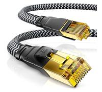 CSL - Cavo di rete CAT 7 da 5 m, piatto e sottile, per 10 Gigabit ad alta velocità, cavo Internet, cavo a nastro, cavo di posa - 10 Gbps Cat.7 RJ45 cavo per switch router modem PC, 5 m, colore nero
